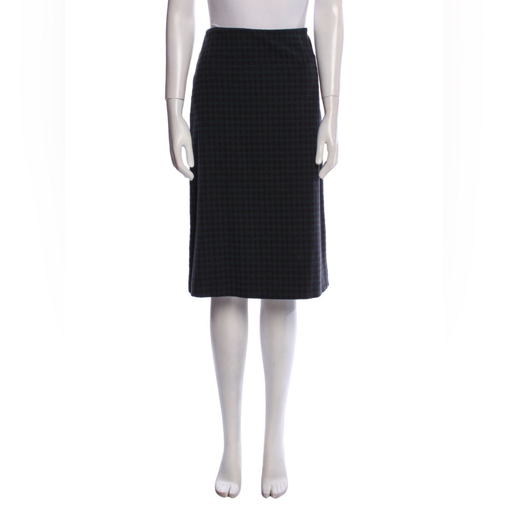 Calvin Klein Collection Wool Blend Green Check Plaid Knee-Length Skirt Size 10